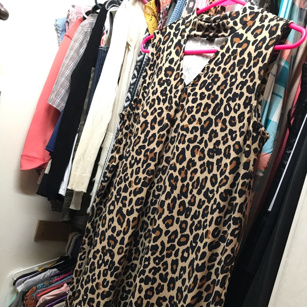 Leopard print pull over top.